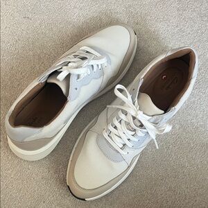 Clarks Women's Cream and White Sneakers